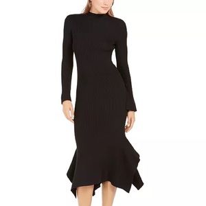 NWT Lucy Paris Handkerchief-Hem Sweater Dress in Black XS
